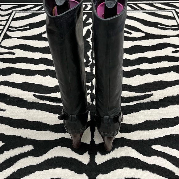 Frye | 'Bethany' Strappy Soft Black Tall Pull-On Leather Boots Size 5.5 - Picture 5 of 15